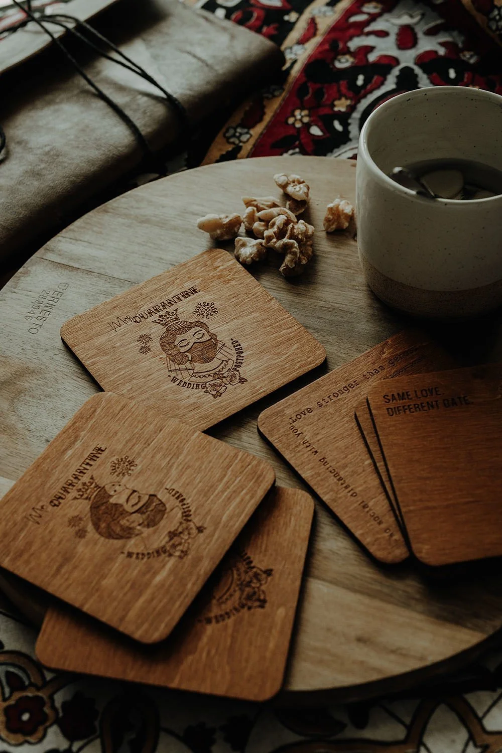 wooden coffee coasters